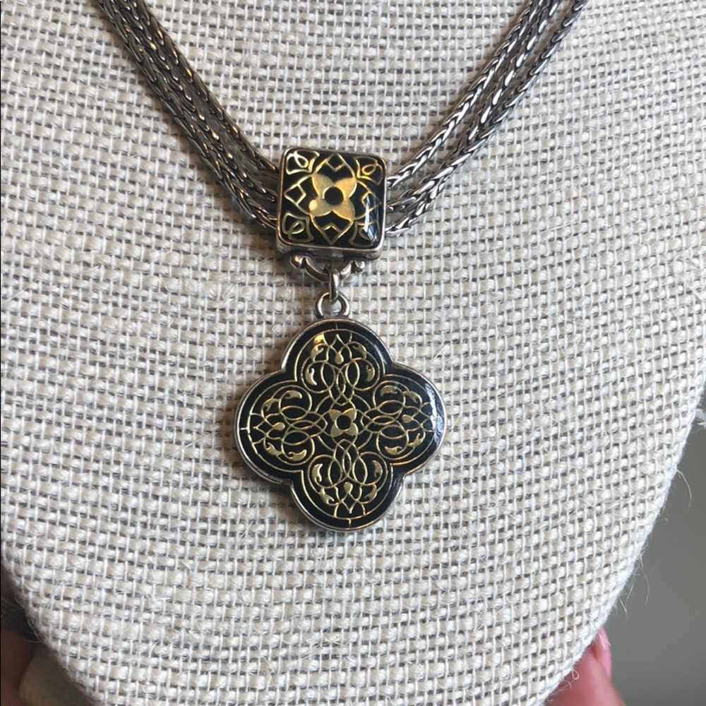 Vintage Brighton Necklace w/gold/black Medallion